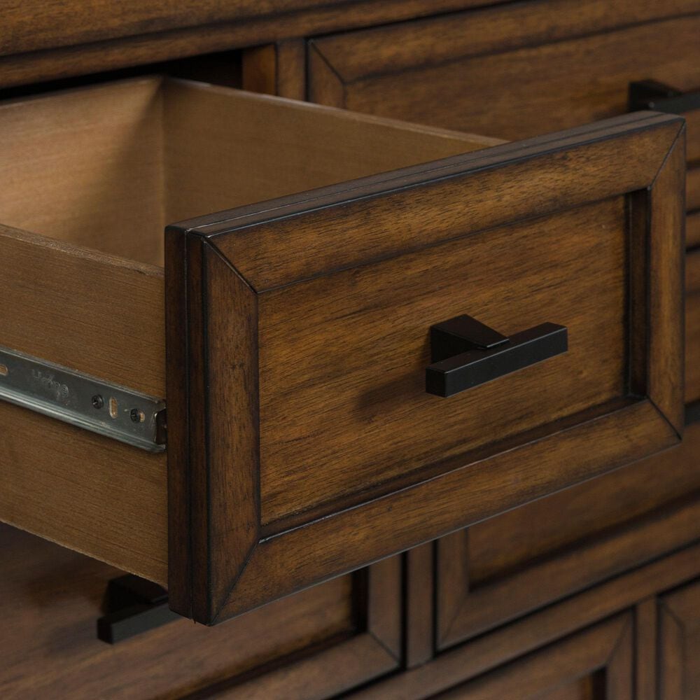 Ashley Taffenbrook 10-Drawer Dresser and Mirror in Medium Brown, , large