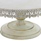 Maple and Jade Floral Cake Stand with Lace Inspired Edge in Distressed Cream, Black and Brown, , large