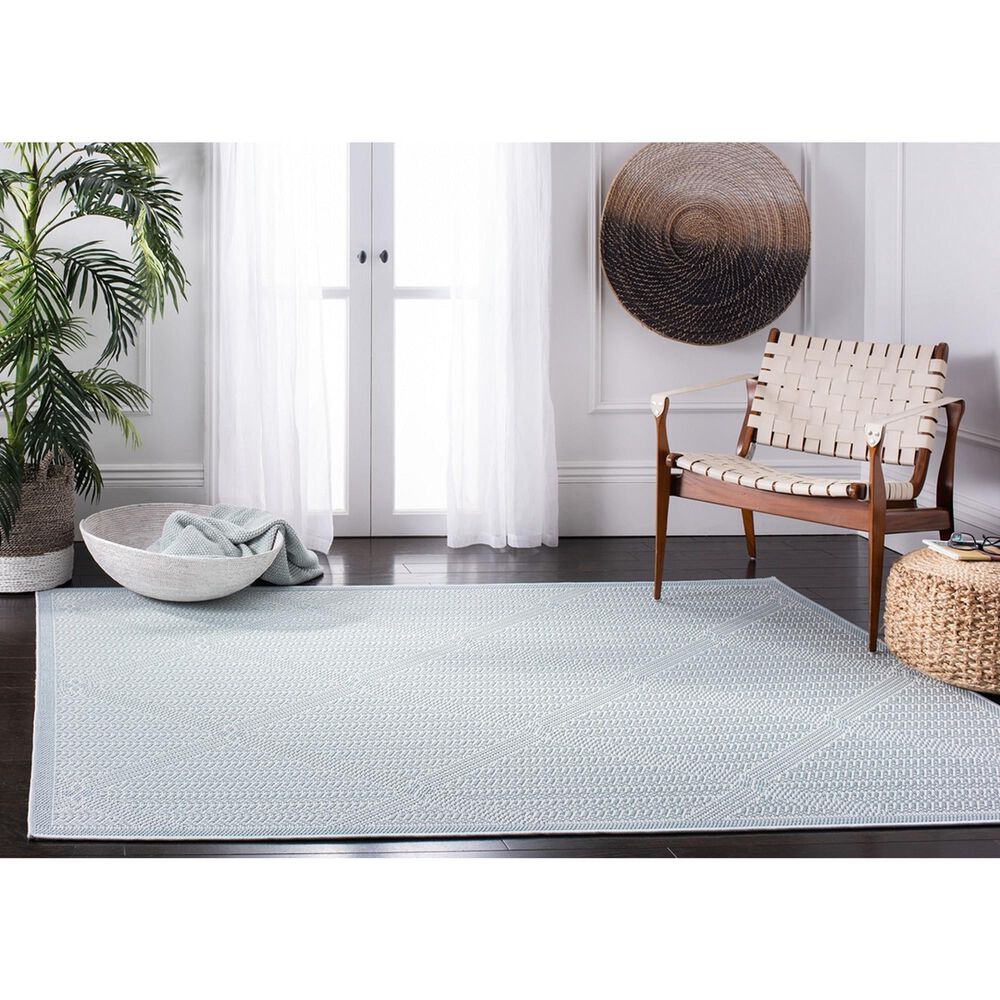 Safavieh Bermuda BMU811M 4&#39; x 6&#39; Light Blue and Ivory Indoor/Outdoor Area Performance Rug, , large