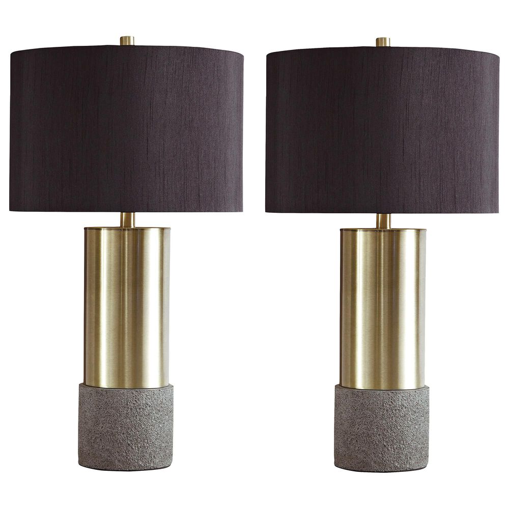 Signature Design by Ashley Jacek 2-Piece Table Lamp Set in Gray/Brass, , large