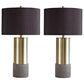 Signature Design by Ashley Jacek 2-Piece Table Lamp Set in Gray/Brass, , large