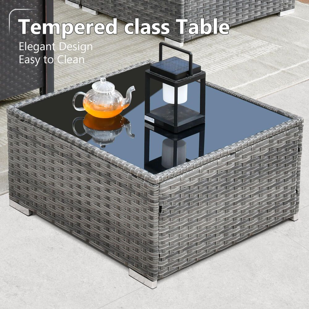 HOMLUX 7-Piece Patio Conversation Set with Grey Wicker in Gray, , large