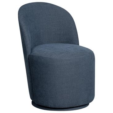 Hawthorne Furniture Upholstered Curved Back Swivel Side Chair in Denim Blue, , large