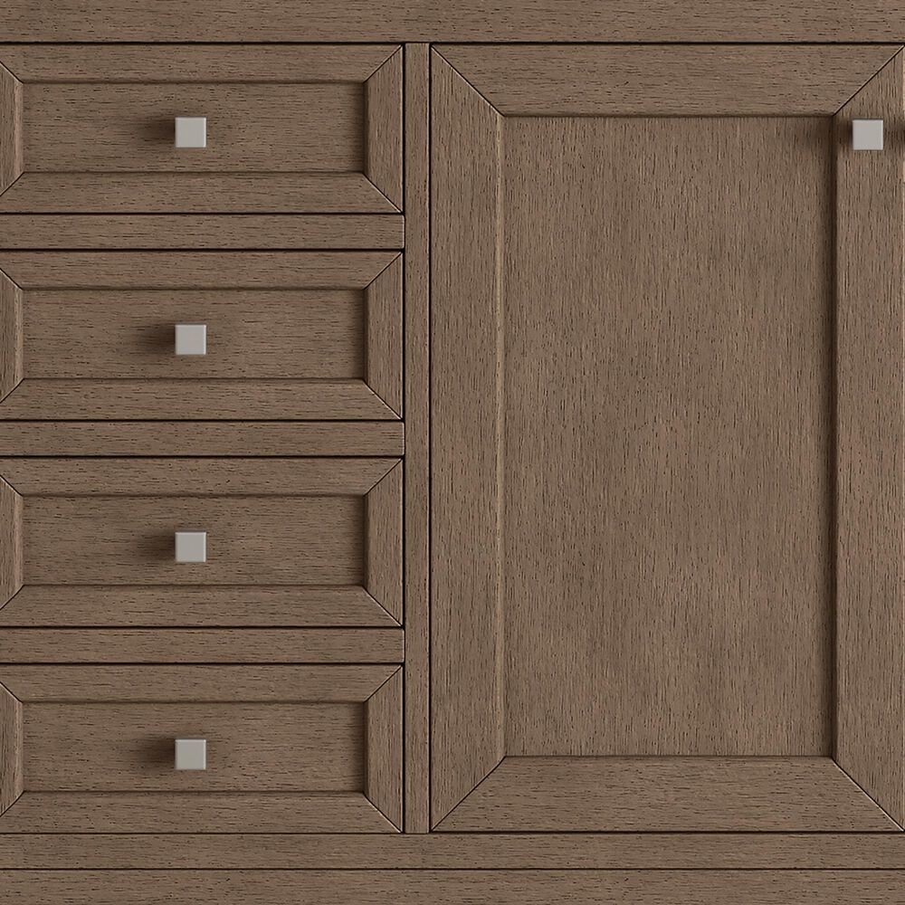 James Martin Vanities Chicago 60&quot; Single Bathroom Vanity in Whitewashed Walnut with 3 cm Parisien Bleu Quartz Top and Rectangular Sink, , large