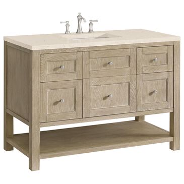 James Martin Vanities Breckenridge 48" Single Vanity in Whitewashed Oak with 3 cm Eternal Marfil Quartz Top, , large