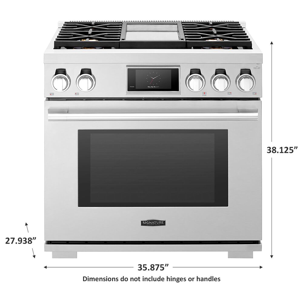Signature Kitchen Suite 36&quot; Dual-Fuel Pro Range with Griddle in Stainless Steel, , large