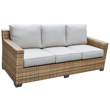 Plank and Hide Laredo Patio Sofa in Abigail Linen and Light Brown, , large