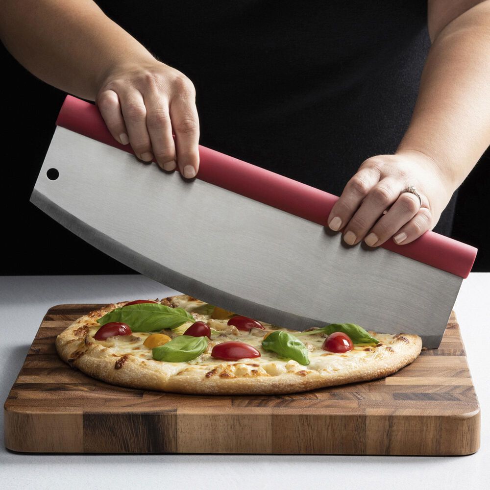 Fante&#39;s Rocking Pizza Cutter with Blade Guard in Stainless Steel and Red, , large
