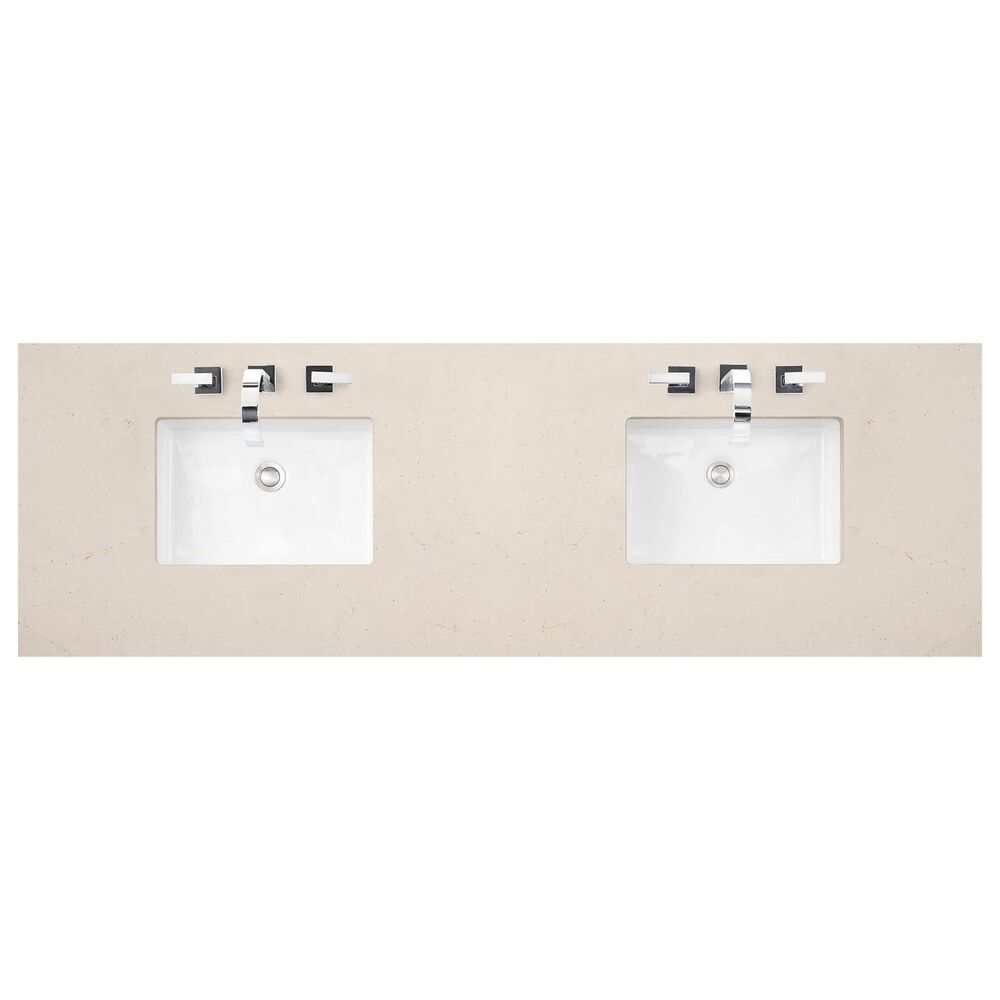 James Martin Vanities Bristol 72&quot; Double Bathroom Vanity in Whitewashed Walnut with 3 cm Eternal Marfil Quartz Top and Rectangular Sinks, , large