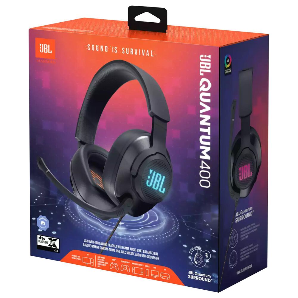 JBL Quantum 400 USB OverEar Gaming Headset with GameChat Dial in