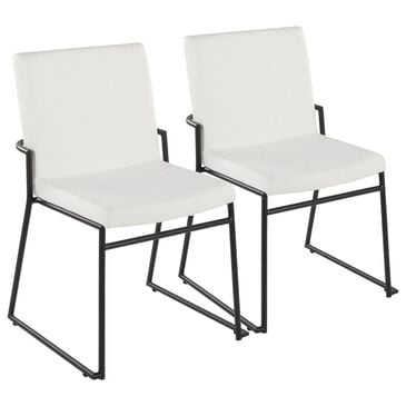 LumiSource Dutchess Side Chair with White Faux Leather Cushion in Black (Set of 2), , large