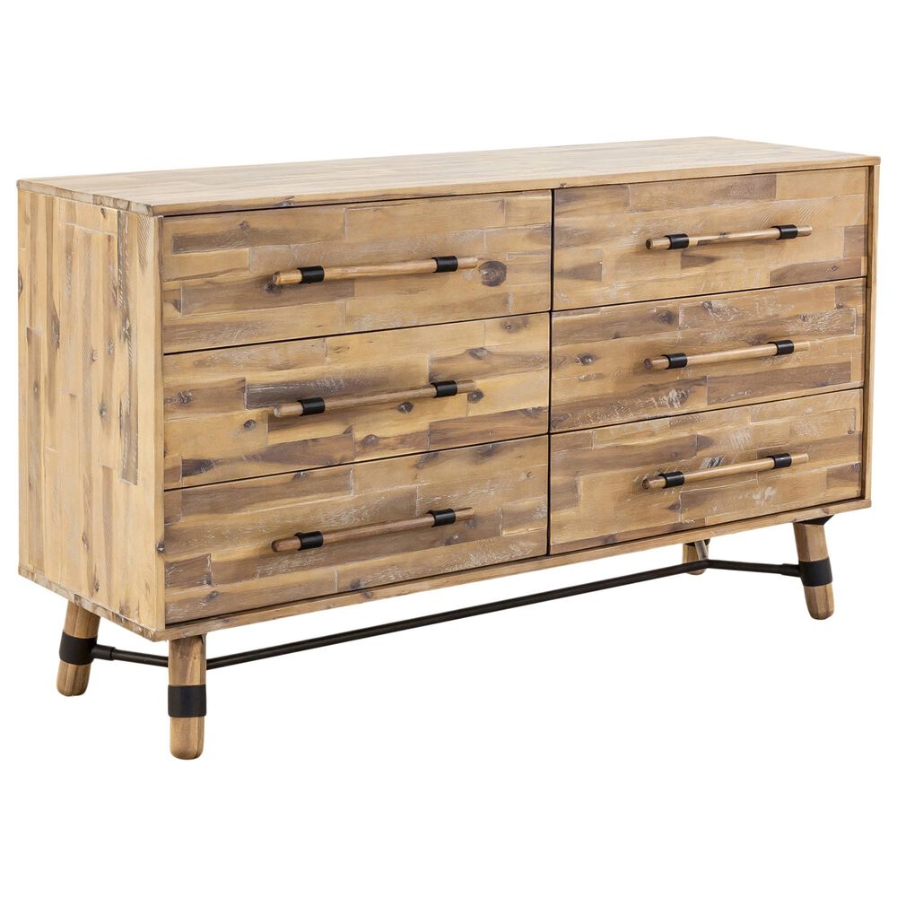 Moe's Home Collection Hudson 6 Drawer Low Dresser in Brown, , large