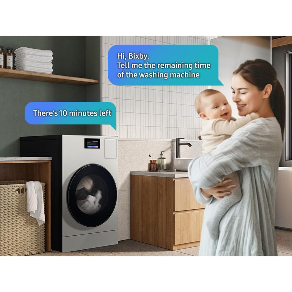 Samsung Bespoke Bespoke 5.3 Cu. Ft. Front Load AI All-in-One Vented Washer and Electric Dryer Combo in Ivory, , large
