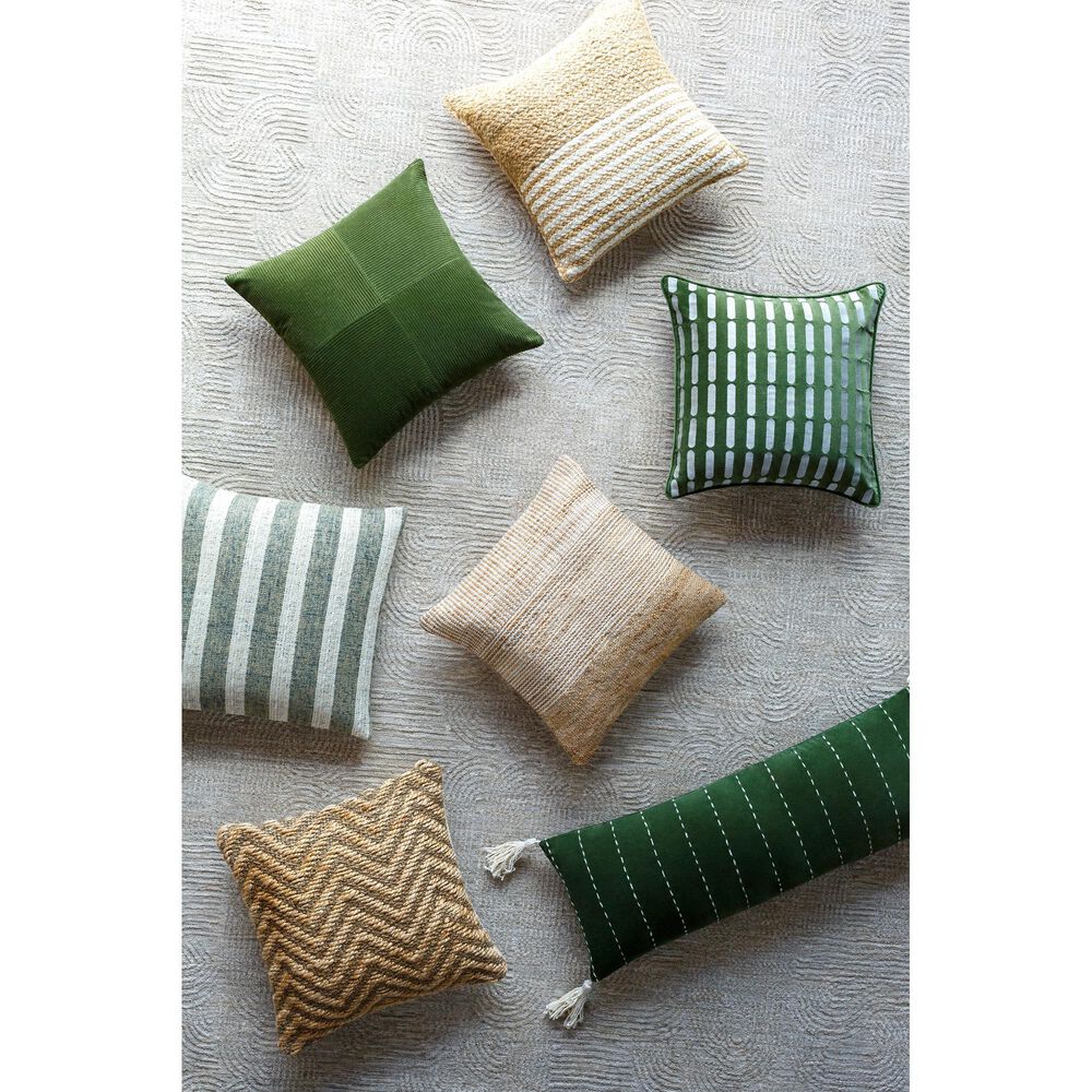 Surya Corduroy Quarters 18" Square Throw Pillow in Olive, , large