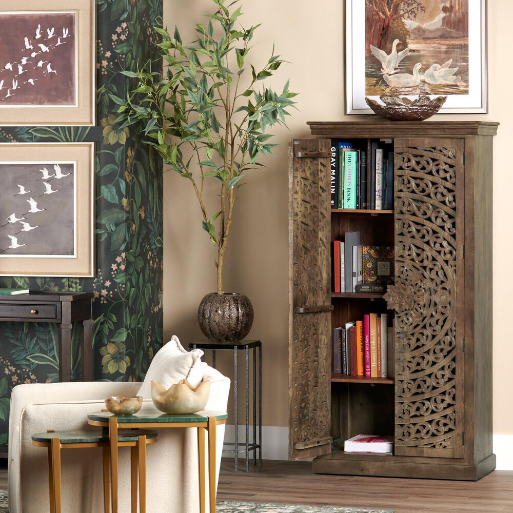 Slatehouse Adriana Tall Cabinet in Brown Stain, , large