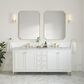 James Martin Vanities Chicago 72" Double Bathroom Vanity in Glossy White with 3 cm Carrara White Marble Top and Rectangular Sinks, , large