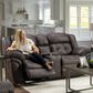 HomeStretch Reclining Console Loveseat in Steel Gray, , large