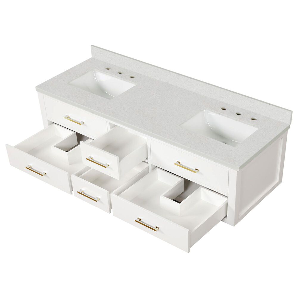 Lexora Home Castor 72&quot; Double Bathroom Vanity in White with 2 cm White Quartz Top and Rectangular Sinks, , large