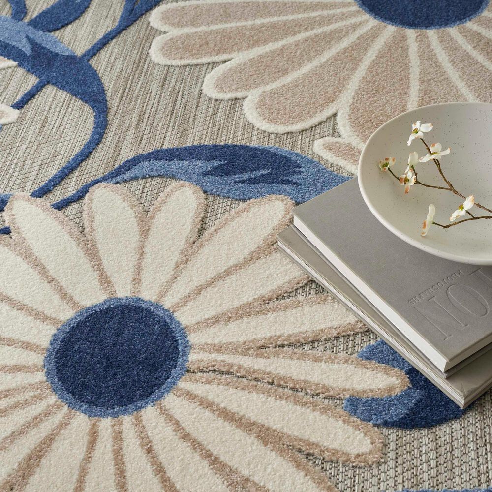 Nourison Aloha ALH33 7&#39;10&quot; x 10&#39;6&quot; Blue and Grey Indoor/Outdoor Area Rug, , large