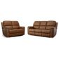 Flexsteel Henry Power Reclining Sofa and Loveseat Set in Caramel Brown, , large