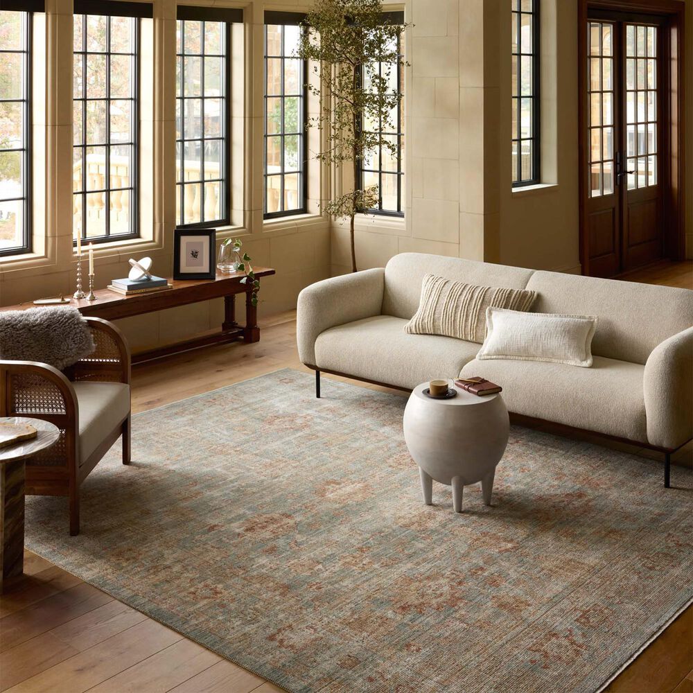 Loloi Heritage 10&#39; x 14&#39; Aqua and Terracotta Area Rug, , large