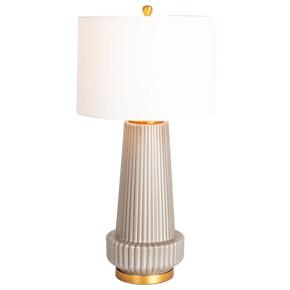Creative Coop Bernadette Ribbed Glass Table Lamp in Gray, , large
