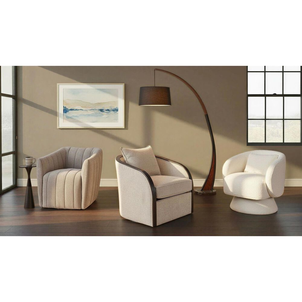 LumiSource Finley Swivel Accent Chair in Taupe, , large