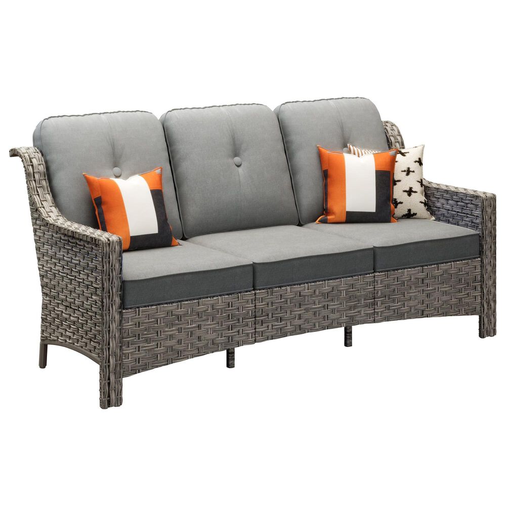 HOMLUX 5-Piece Patio Conversation Set with Two Ottomans in Dark Gray, , large