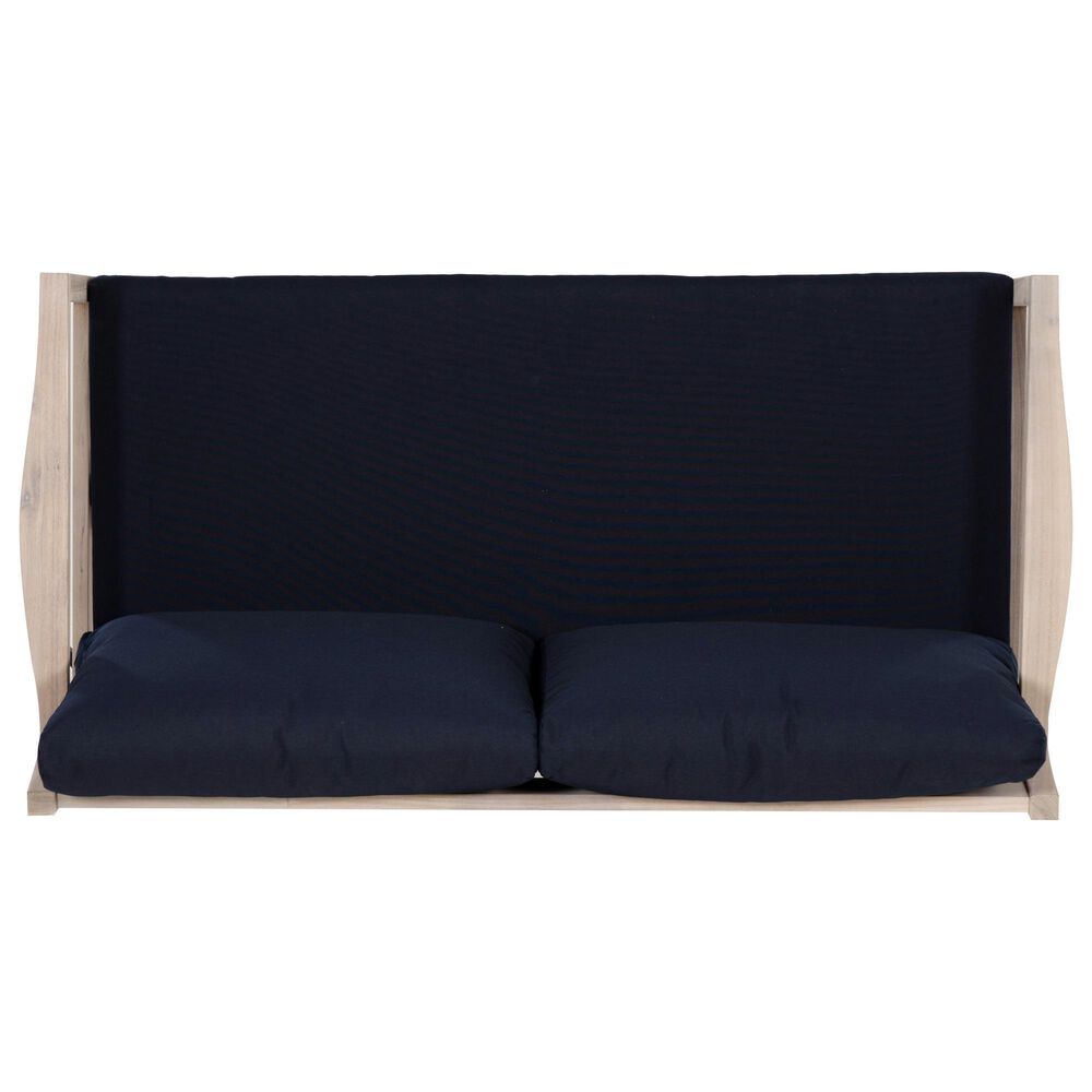 Linon Home Decor Teagon 2-Seater Outdoor Sofa with Blue Cushions in Whitewash, , large