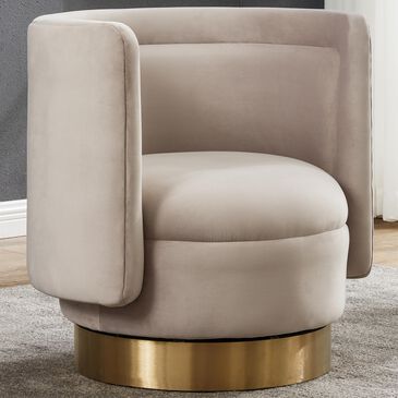 Safavieh Brynlee Swivel Accent Chair in Pale Taupe and Gold, , large