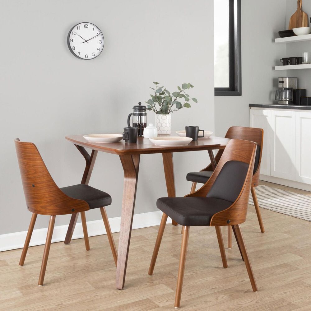 LumiSource Anabelle Side Chair with Brown Faux Leather Cushion in Walnut (Set of 2), , large