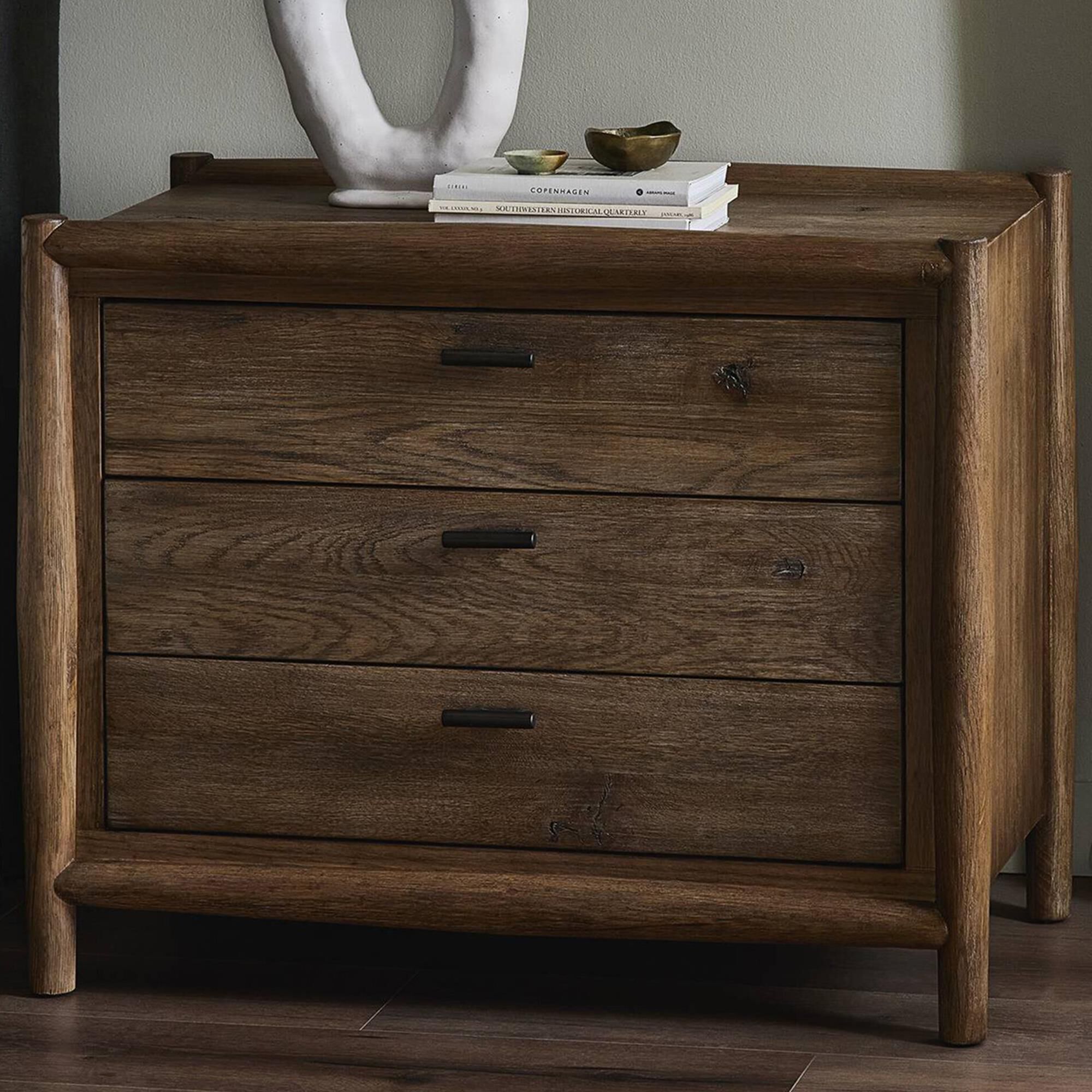 Four Hands Glenview 3-Drawer Nightstand in Weathered Oak
