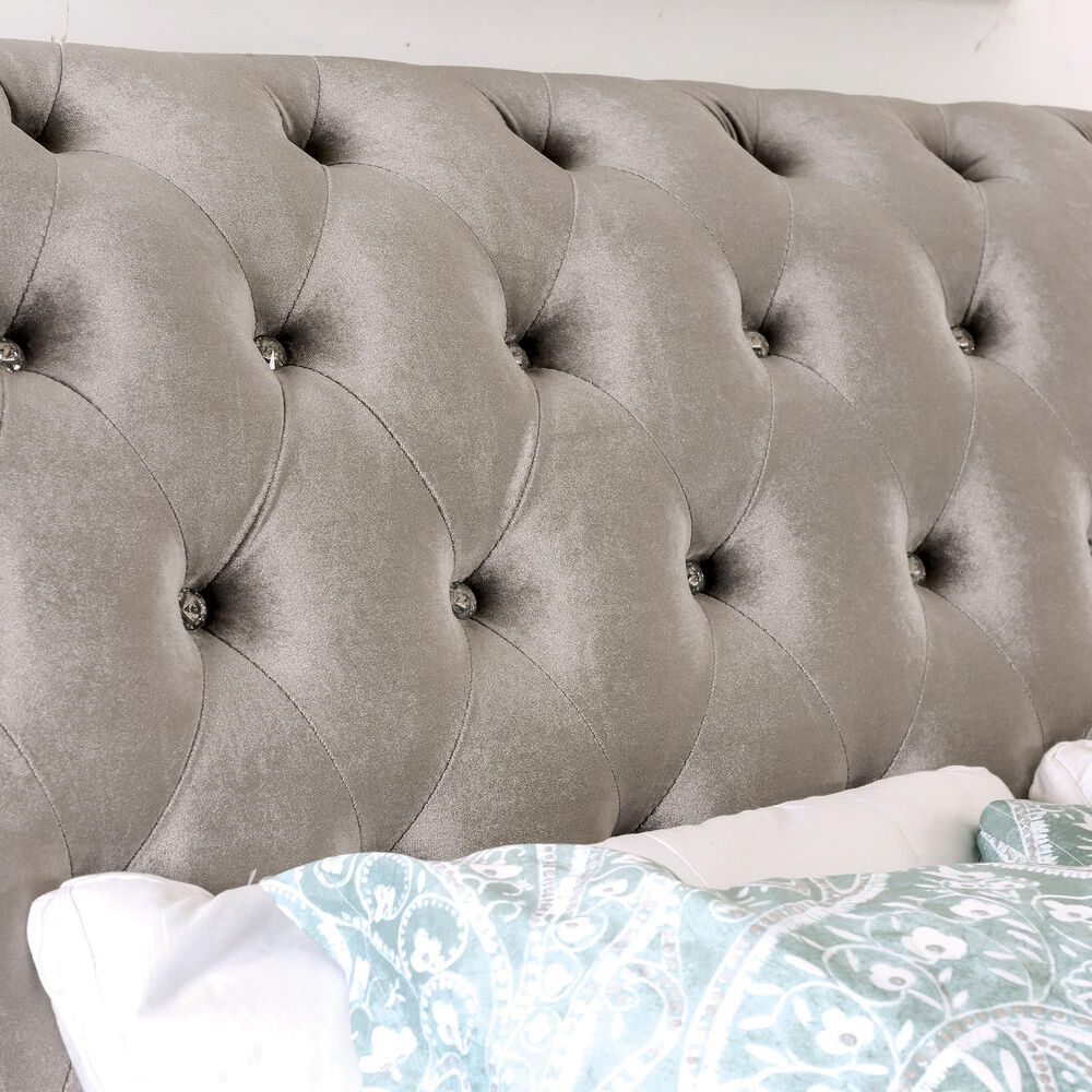 Furniture of America Earnest Queen Upholstered Bed in Gray, , large
