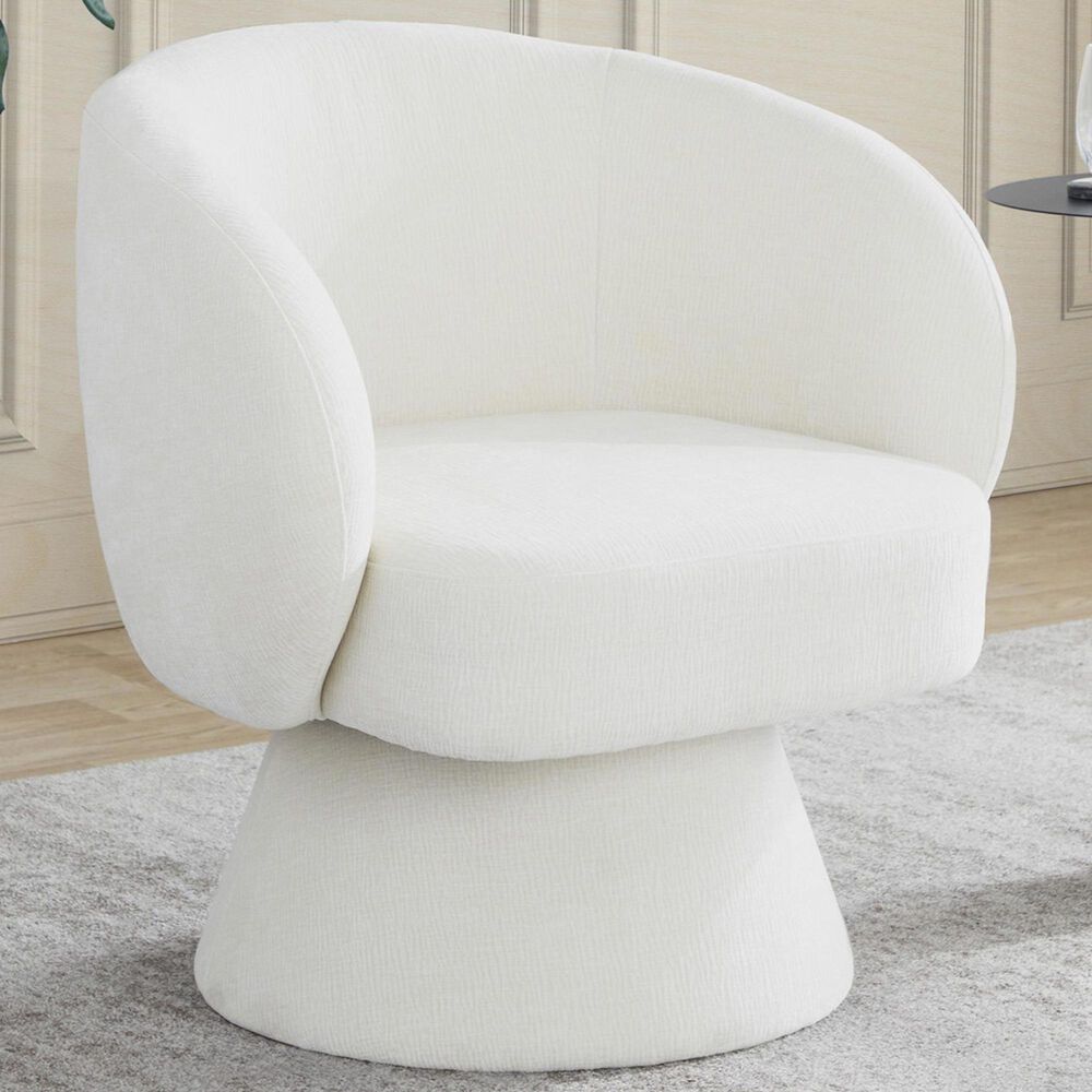 LumiSource Fran Swivel Accent Chair in Cream, , large