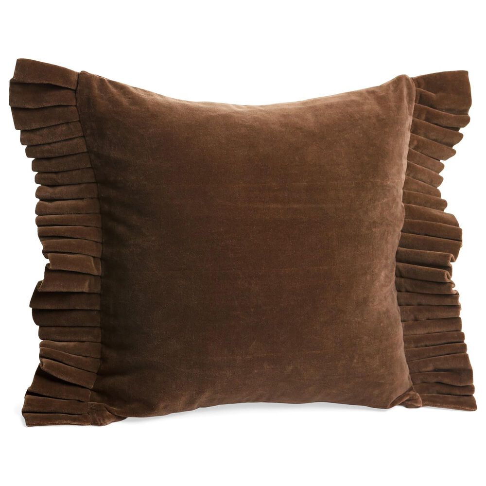 Accents De Ville 17" Square Throw Pillow with Sides Frills in Dark Brown, , large