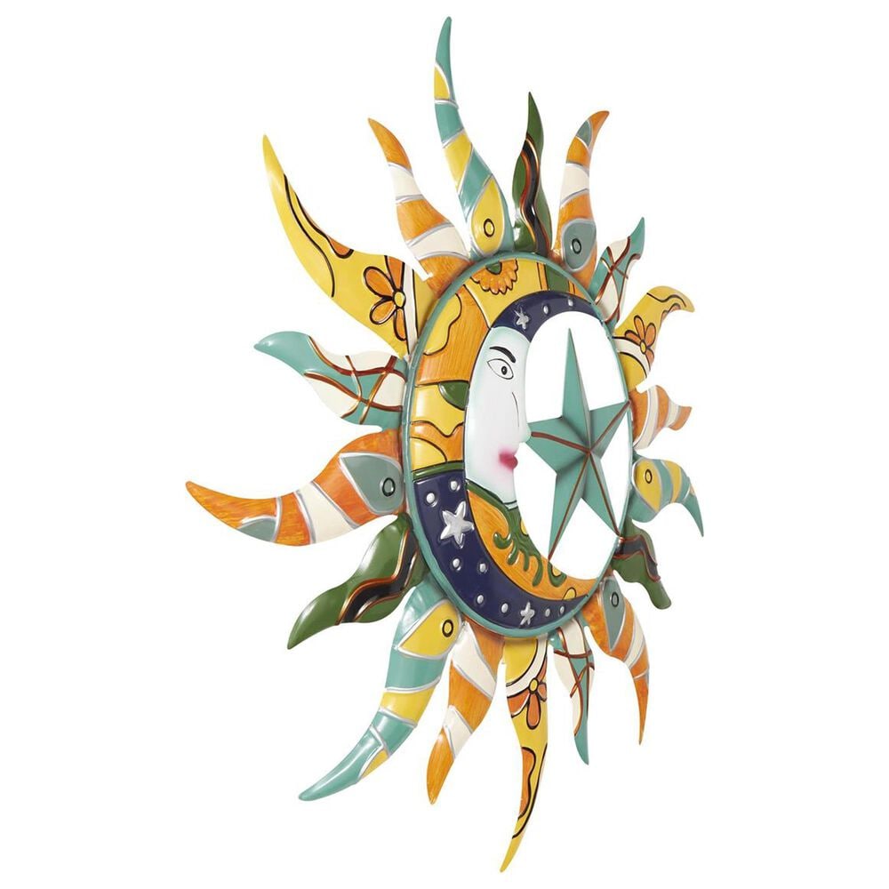 Maple and Jade 36&quot; x 36&quot; Abstract Patterned Sun and Moon Wall Decor in Multicolor, , large