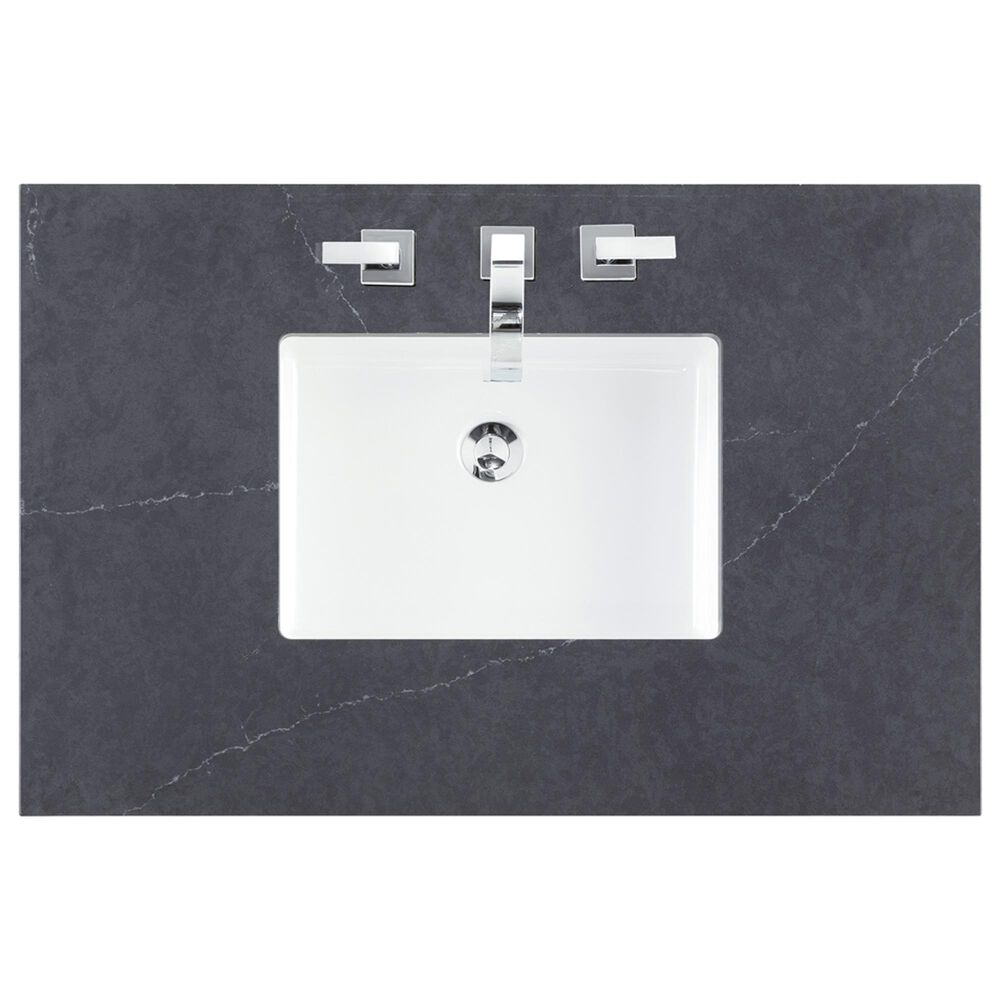James Martin Vanities Myrrin 36&quot; Vanity in Bright White with 3 cm Charcoal Soapstone Quartz Top, , large