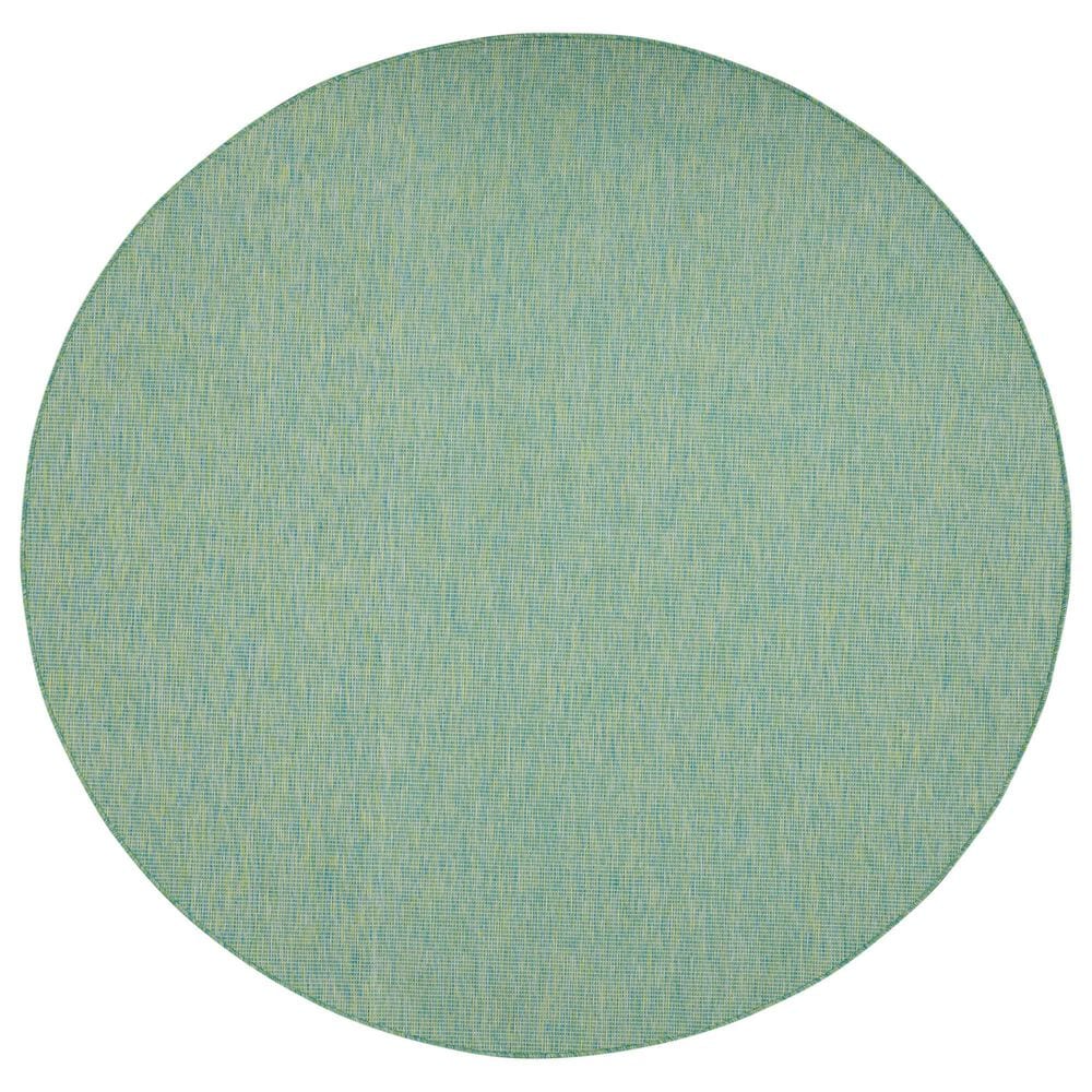 Nourison Positano 8&#39; Round Blue and Green Indoor/Outdoor Area Rug, , large
