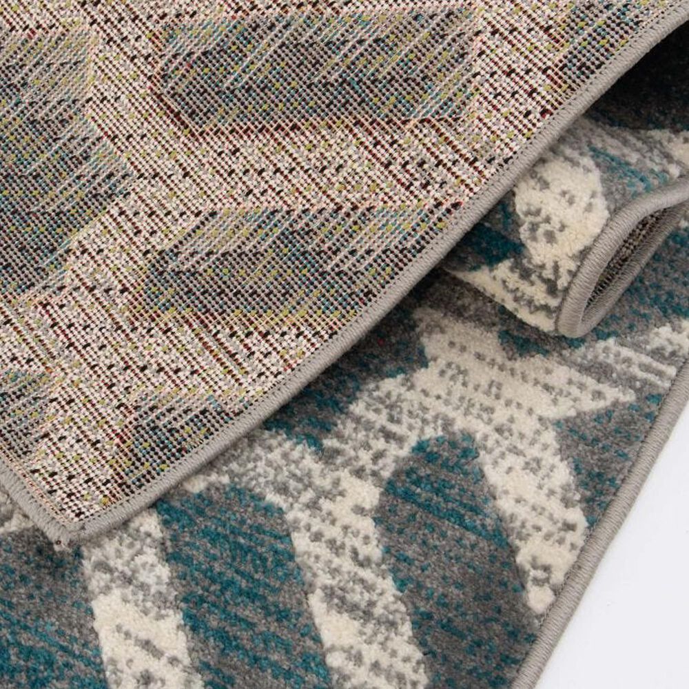 Central Oriental Terrace Tropic Newell 5&#39; x 7&#39; Stone and Turquoise Area Rug, , large