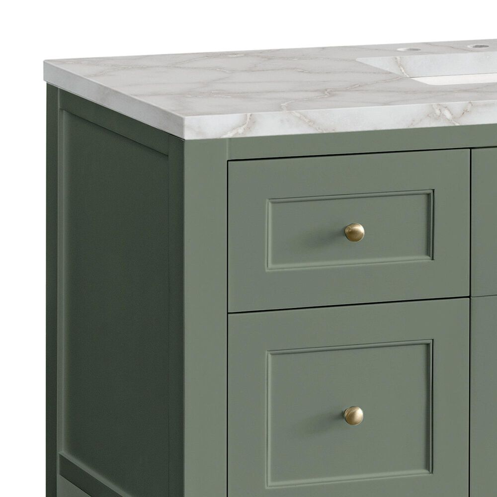 James Martin Vanities Breckenridge 48" Single Bathroom Vanity in Smokey Celadon with 3 cm Victorian Silver Quartz Top and Rectangular Sink, , large