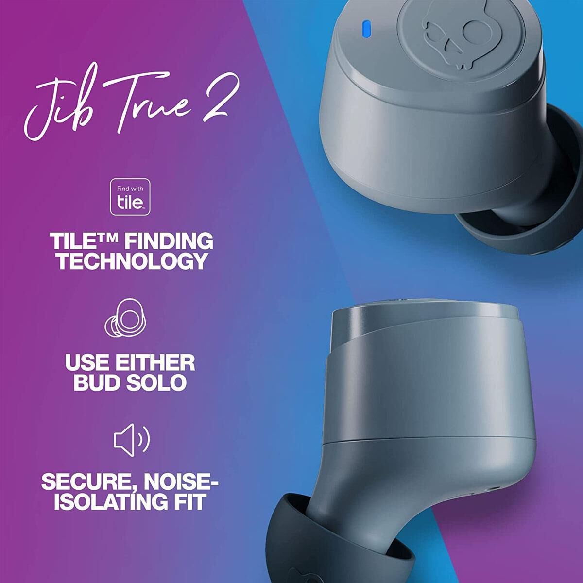 Skullcandy Jib 2 True Wireless Earbuds in Chill Grey NFM