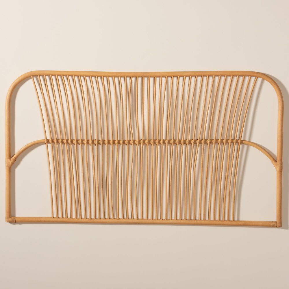Baxton Studio Laina Queen Wall Mount Headboard in Natural Brown, , large