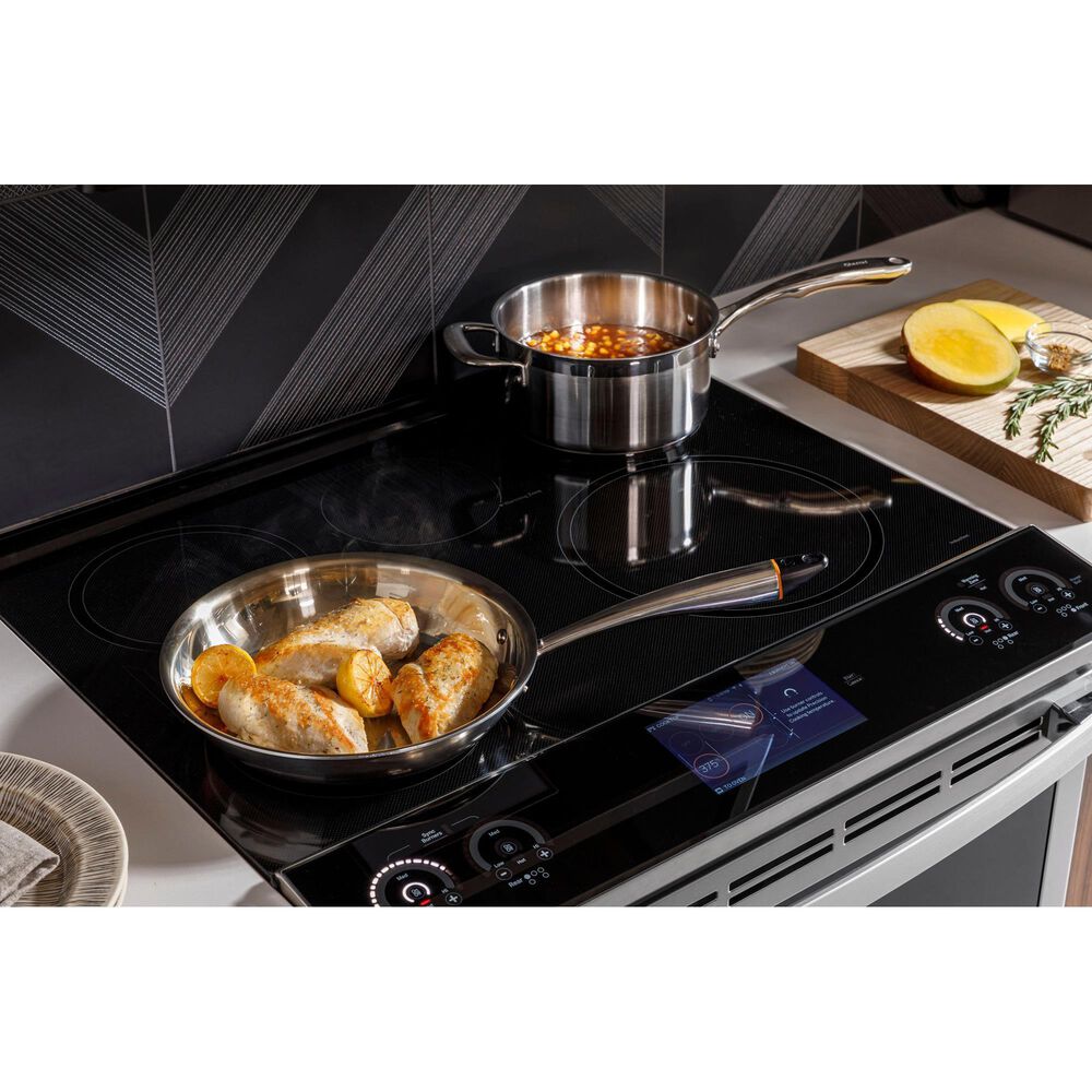 GE Profile 5.3 Cu. Ft. Smart Induction Electric Range and 2.1 Cu. Ft. Over-the-Range Sensor Microwave Oven in Fingerprint Resistant Stainless Steel, , large