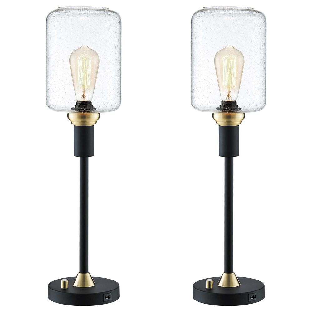 Lite Source Luken Table Lamp in Black and Antique Brass (Set of 2), , large