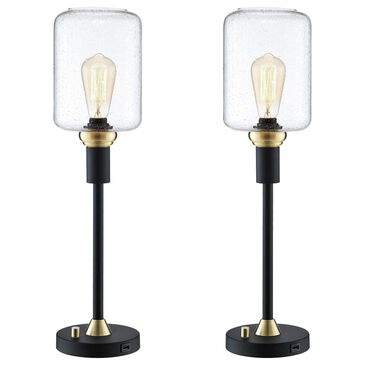 Lite Source Luken Table Lamp in Black and Antique Brass (Set of 2), , large