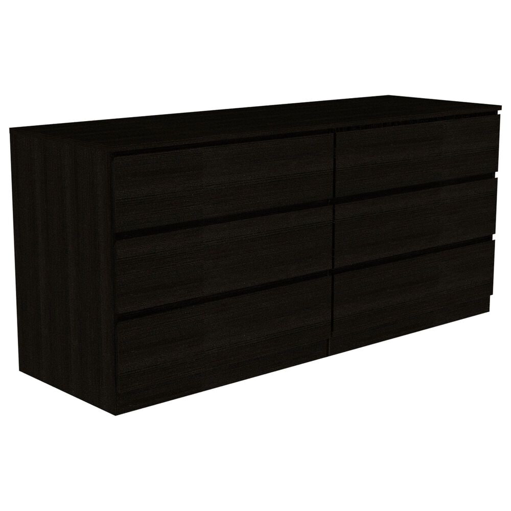 Hearth and Haven Seul 6-Drawer Double Dresser in Black, , large