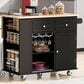 HOMLUX Kitchen Island with Power Outlet and Drop Leaf in Black, , large