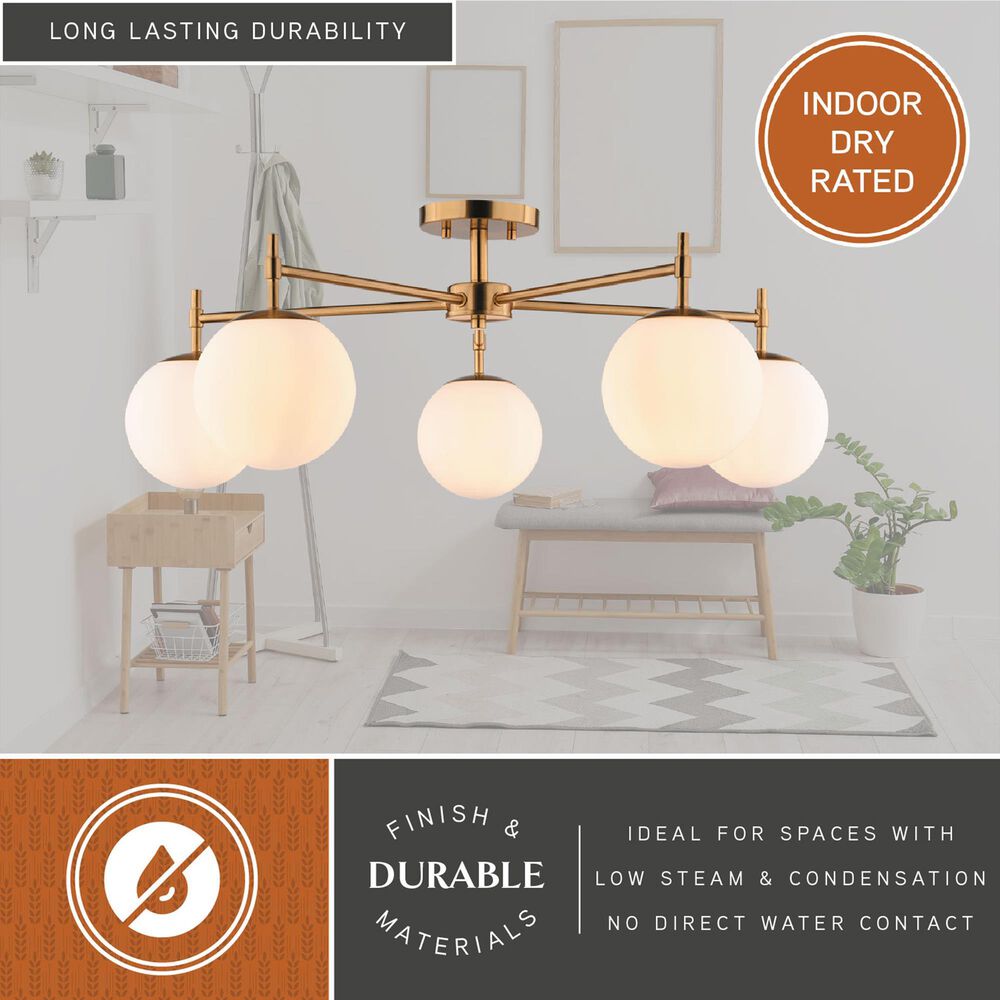 Vaxcel Armitage 5-Light Semi Flush Mount in Muted Brass, , large