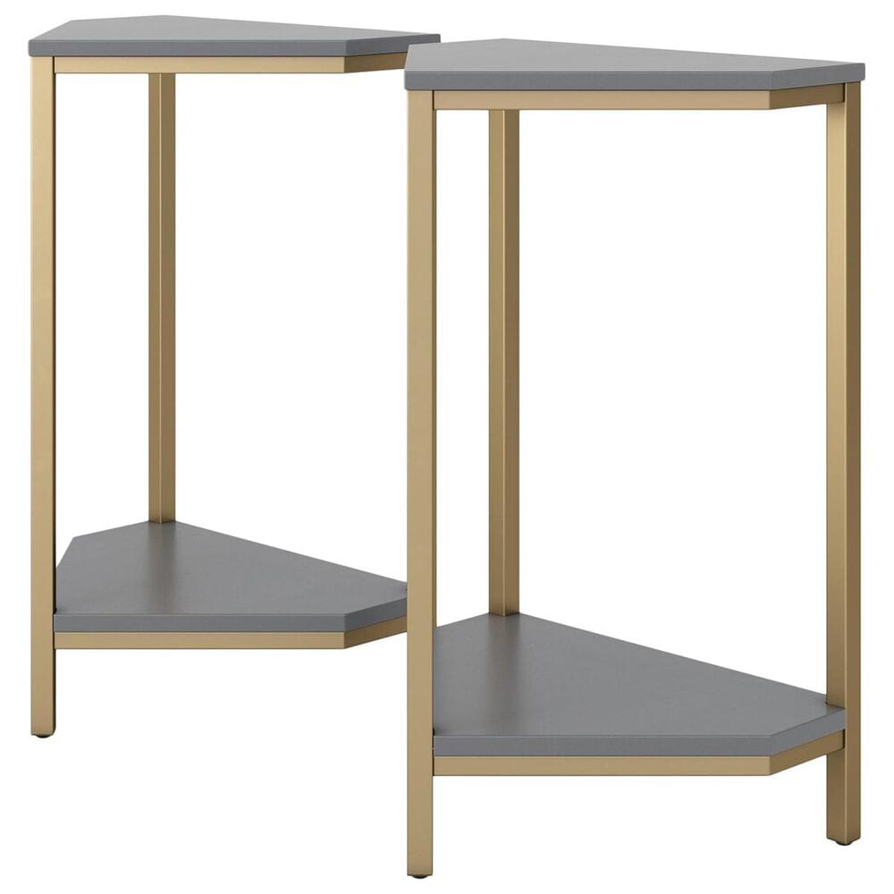CosmoLiving by Cosmopolitan CosmoLiving Scarlett End Table Set in Graphite Gray and Gold, , large