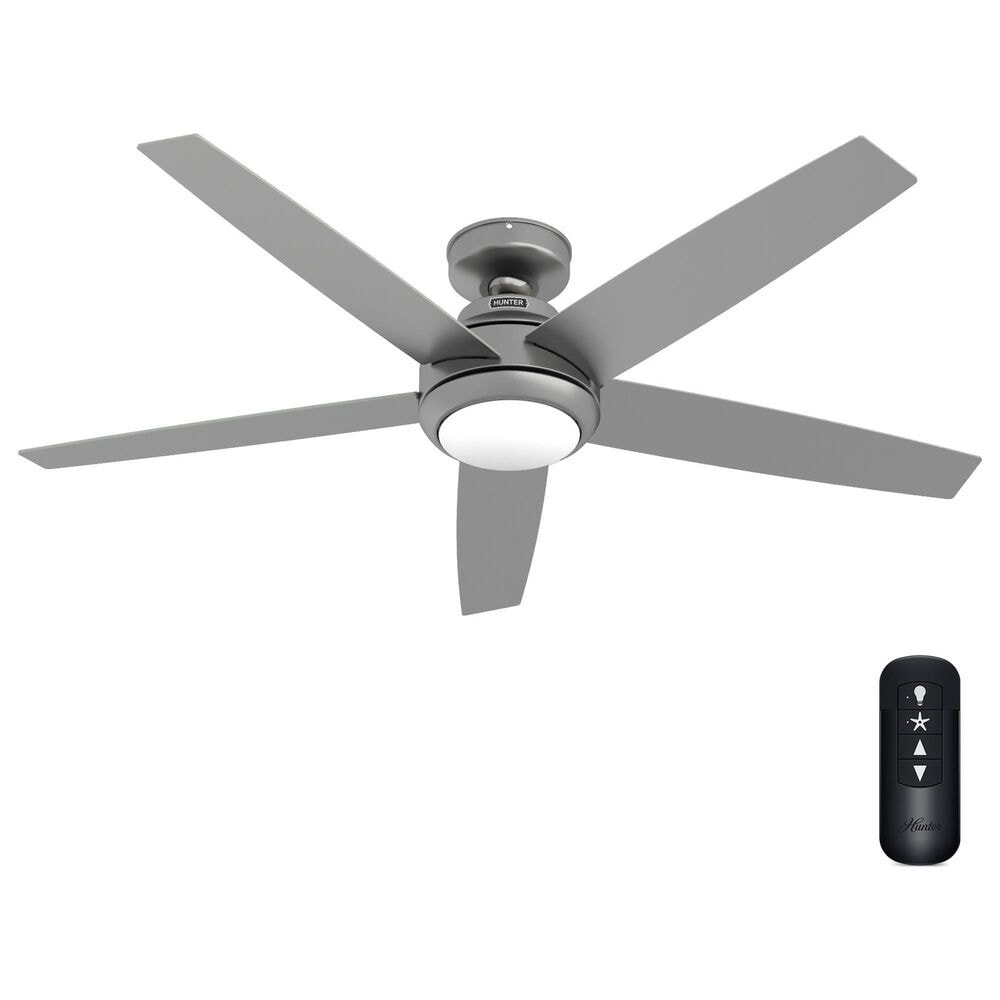 Hunter Zayden 52&quot; Ceiling Fan with LED Light in Matte Silver, , large